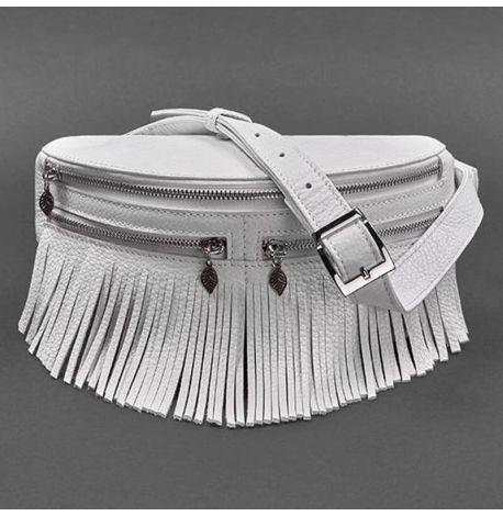 Шкіряна поясна сумка-бананка Spirit (біла)