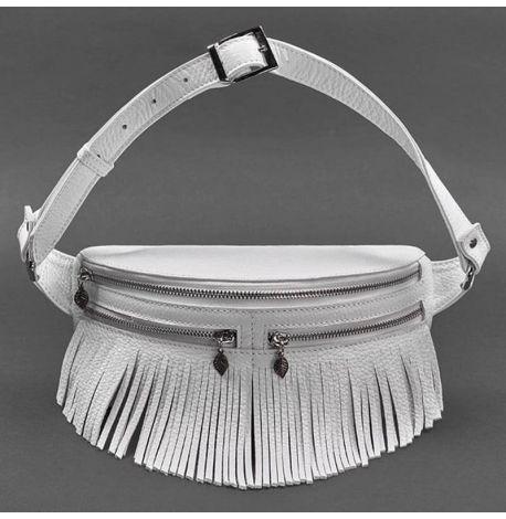 Шкіряна поясна сумка-бананка Spirit (біла)