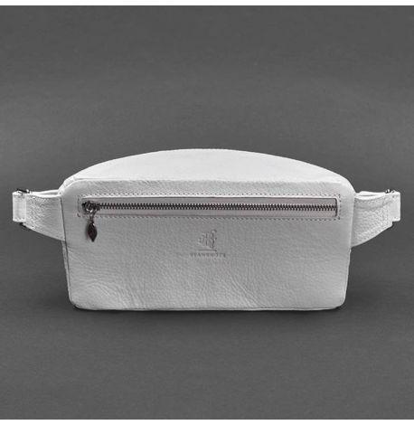 Шкіряна поясна сумка-бананка Spirit (біла)