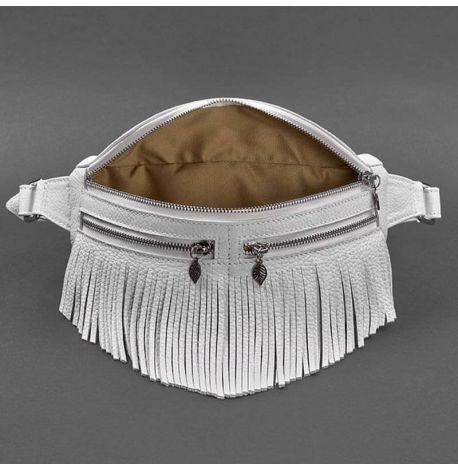 Шкіряна поясна сумка-бананка Spirit (біла)