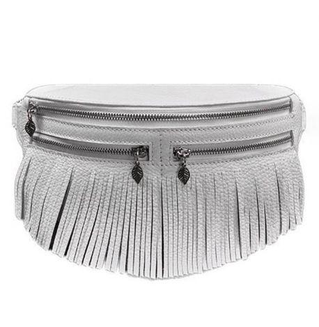 Шкіряна поясна сумка-бананка Spirit (біла)