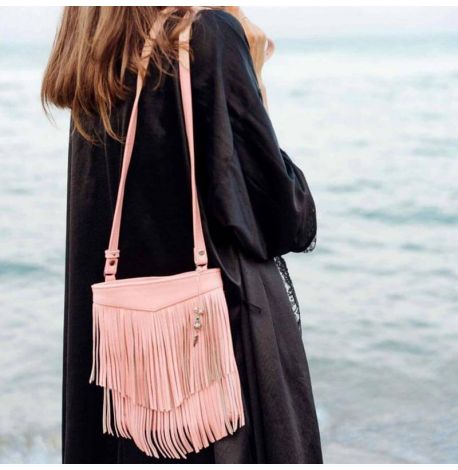 Женская кожаная сумка мини-кроссбоди Fleco (розовая)