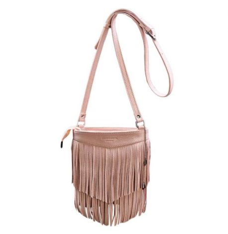 Женская кожаная сумка мини-кроссбоди Fleco (розовая)