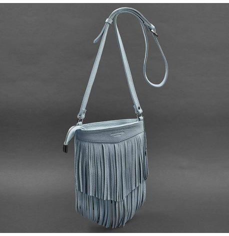 Женская кожаная сумка мини-кроссбоди Fleco (голубая)