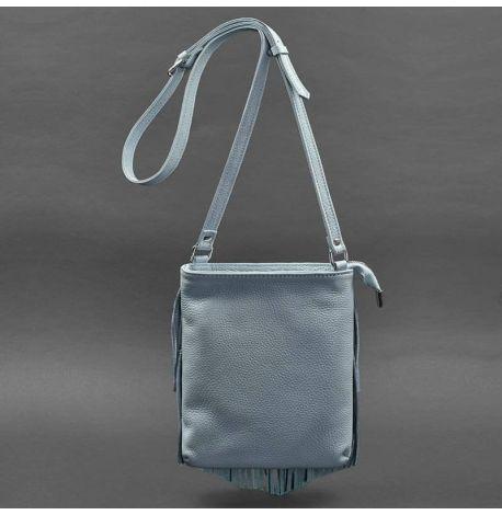 Женская кожаная сумка мини-кроссбоди Fleco (голубая)
