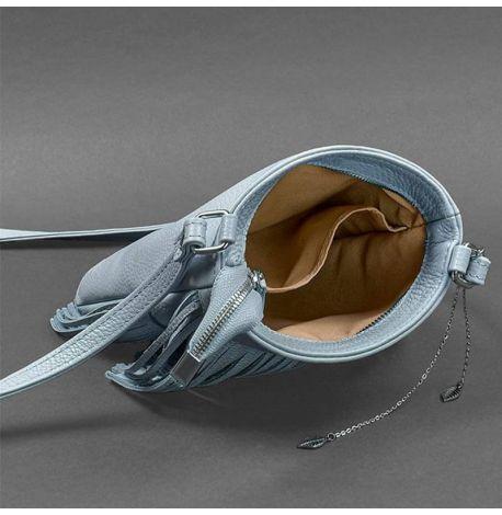 Женская кожаная сумка мини-кроссбоди Fleco (голубая)