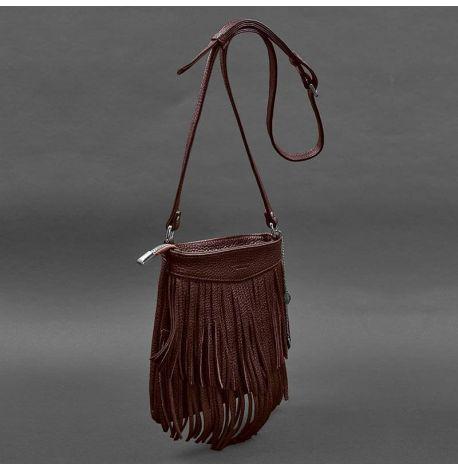 Женская кожаная сумка мини-кроссбоди Fleco (бордовая)