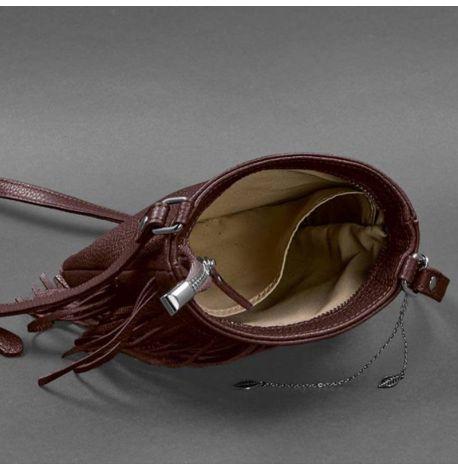 Женская кожаная сумка мини-кроссбоди Fleco (бордовая)