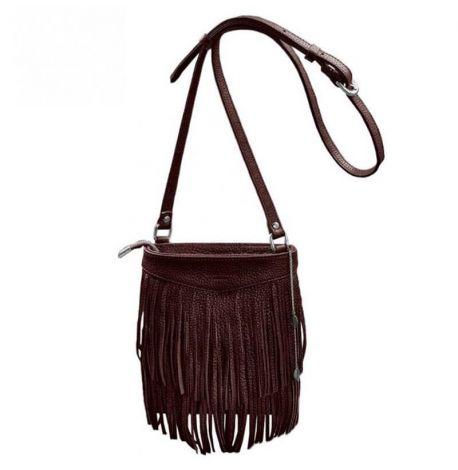 Женская кожаная сумка мини-кроссбоди Fleco (бордовая)