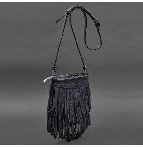 Жіноча шкіряна сумка міні-кроссбоді Fleco (темно-синя)