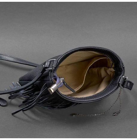 Жіноча шкіряна сумка міні-кроссбоді Fleco (темно-синя)