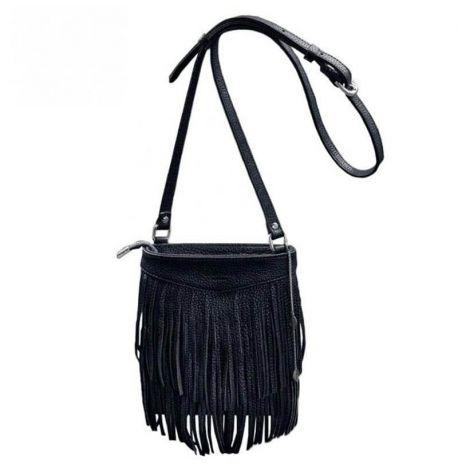 Жіноча шкіряна сумка міні-кроссбоді Fleco (темно-синя)