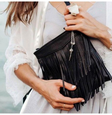 Женская кожаная сумка мини-кроссбоди Fleco (черная)