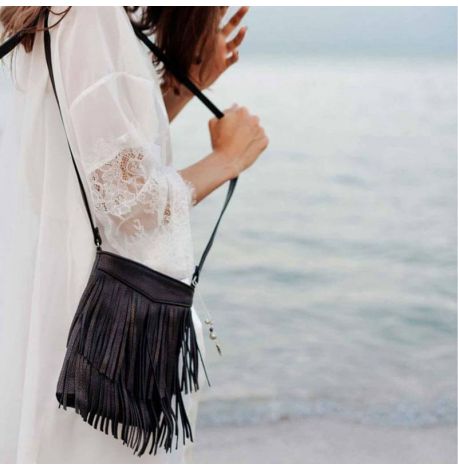 Женская кожаная сумка мини-кроссбоди Fleco (черная)