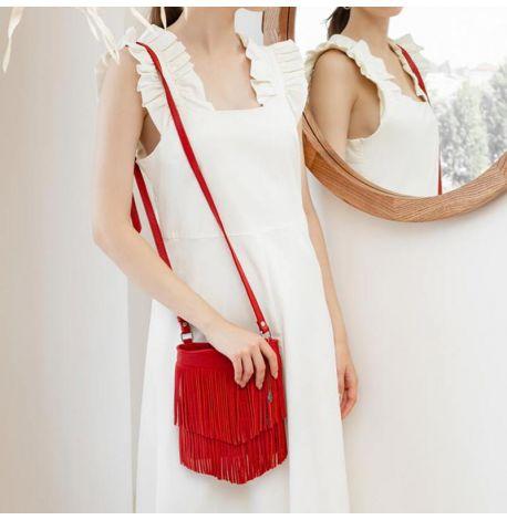 Женская кожаная сумка мини-кроссбоди Fleco (красная)