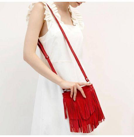 Женская кожаная сумка мини-кроссбоди Fleco (красная)