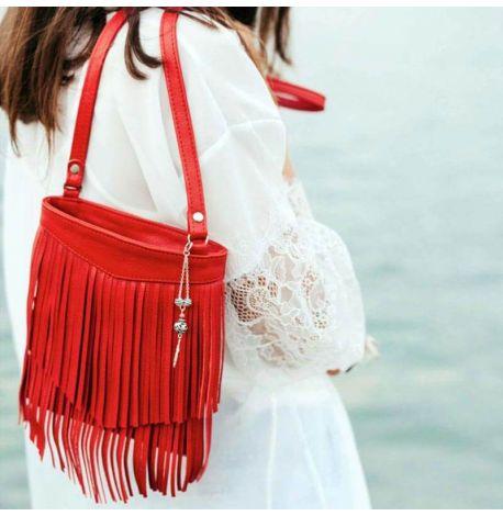 Женская кожаная сумка мини-кроссбоди Fleco (красная)