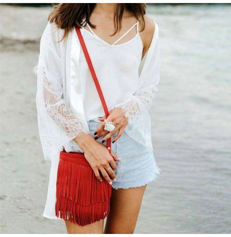 Женская кожаная сумка мини-кроссбоди Fleco (красная)