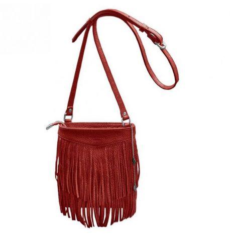 Женская кожаная сумка мини-кроссбоди Fleco (красная)