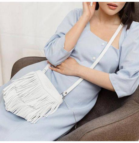 Жіноча шкіряна сумка міні-кроссбоді Fleco (біла)