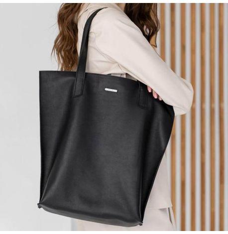 Женская сумка-шоппер из кожи DD (черная)