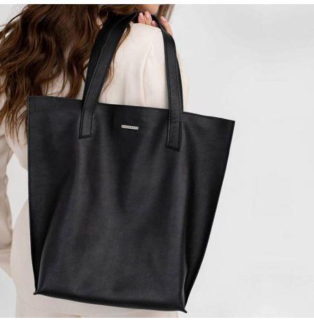 Женская сумка-шоппер из кожи DD (черная)