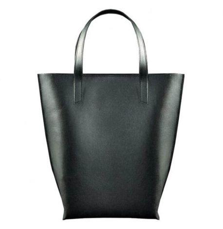 Женская сумка-шоппер из кожи DD (черная)