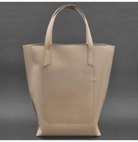 Женская сумка-шоппер из кожи DD (светло-бежевая)