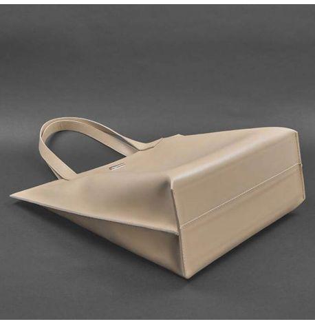 Женская сумка-шоппер из кожи DD (светло-бежевая)