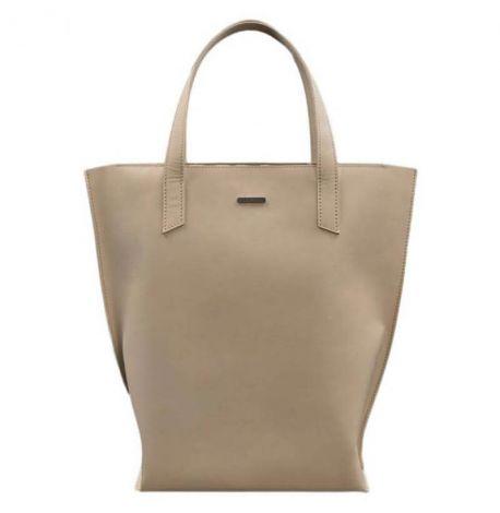 Женская сумка-шоппер из кожи DD (светло-бежевая)