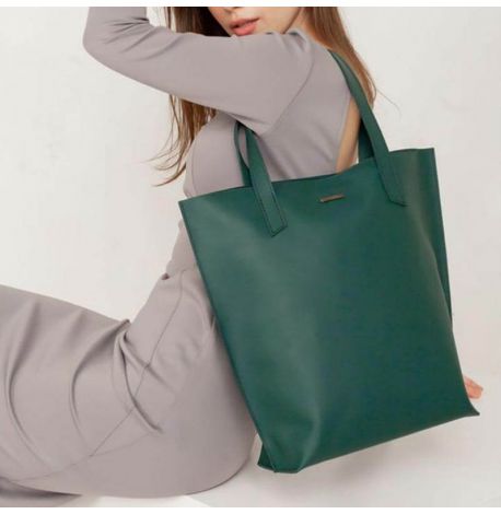 Жіноча сумка-шопер зі шкіри DD (зелена)