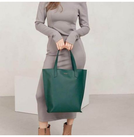 Жіноча сумка-шопер зі шкіри DD (зелена)