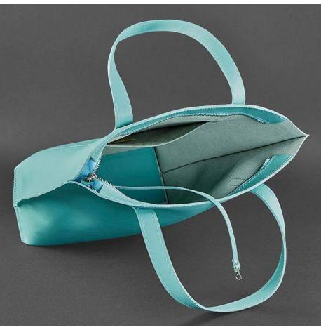 Женская сумка-шоппер из кожи DD (бирюзовая)