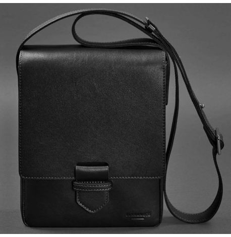 Мужская кожаная сумка-мессенджер Esquire (черная)