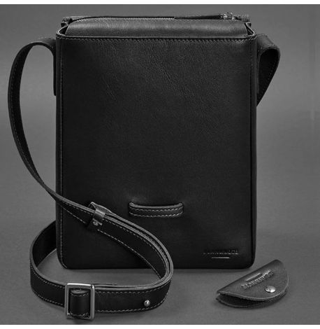 Мужская кожаная сумка-мессенджер Esquire (черная)