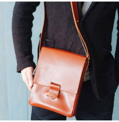 Мужская кожаная сумка-мессенджер Esquire (светло-коричневая)