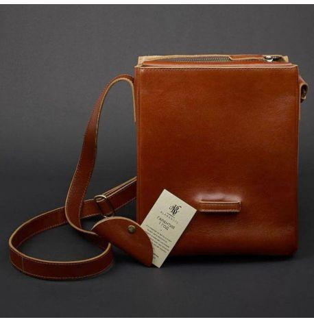 Мужская кожаная сумка-мессенджер Esquire (светло-коричневая)