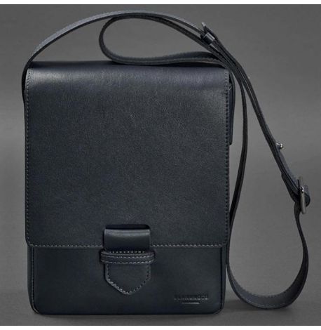 Мужская кожаная сумка-мессенджер Esquire (темно-синяя)