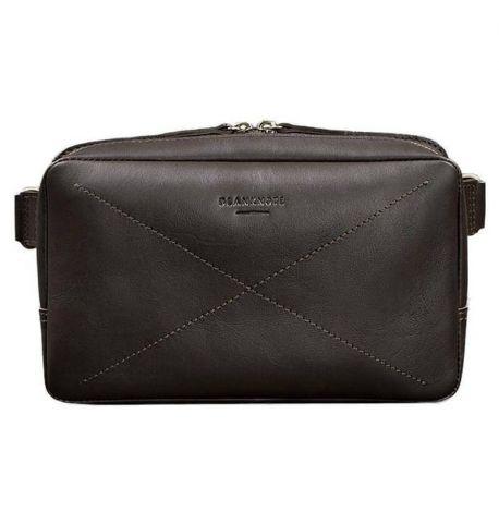 Поясна шкіряна сумка-бананка Dropbag Maxi (темно-коричнева) шкіра Krast