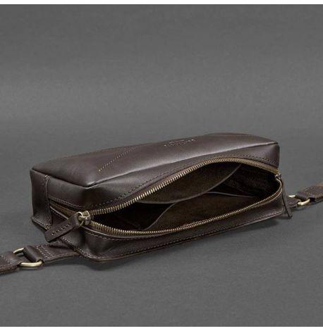 Поясна шкіряна сумка-бананка Dropbag Maxi (темно-коричнева) шкіра Krast