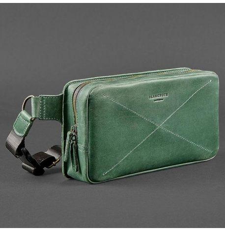 Поясна сумка-бананка Dropbag Maxi шкіряна (зелена)