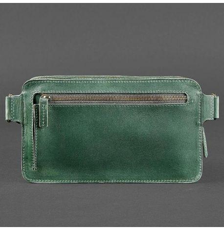 Поясна сумка-бананка Dropbag Maxi шкіряна (зелена)