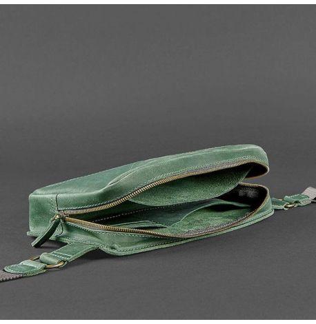 Поясна сумка-бананка Dropbag Maxi шкіряна (зелена)