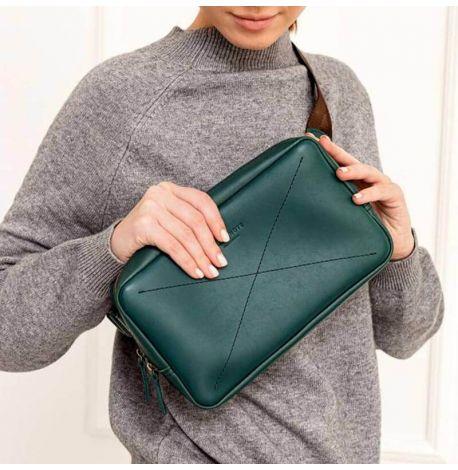 Поясна сумка-бананка Dropbag Maxi шкіряна (зелена) шкіра Krast