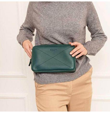 Поясна сумка-бананка Dropbag Maxi шкіряна (зелена) шкіра Krast