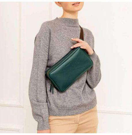 Поясна сумка-бананка Dropbag Maxi шкіряна (зелена) шкіра Krast