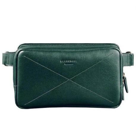 Поясна сумка-бананка Dropbag Maxi шкіряна (зелена) шкіра Krast