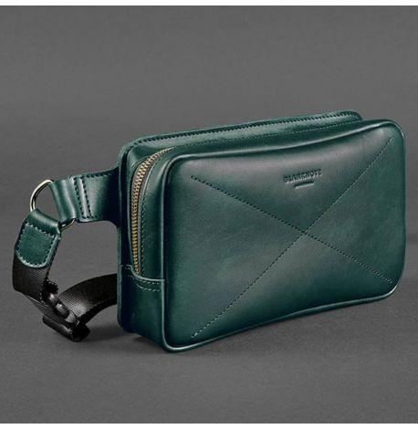 Поясна сумка-бананка Dropbag Maxi шкіряна (зелена) шкіра Krast