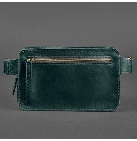 Поясна сумка-бананка Dropbag Maxi шкіряна (зелена) шкіра Krast