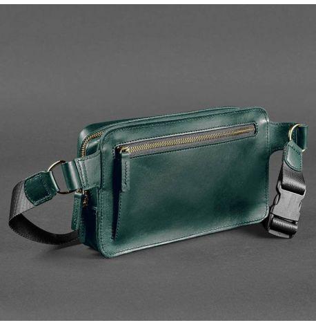 Поясна сумка-бананка Dropbag Maxi шкіряна (зелена) шкіра Krast